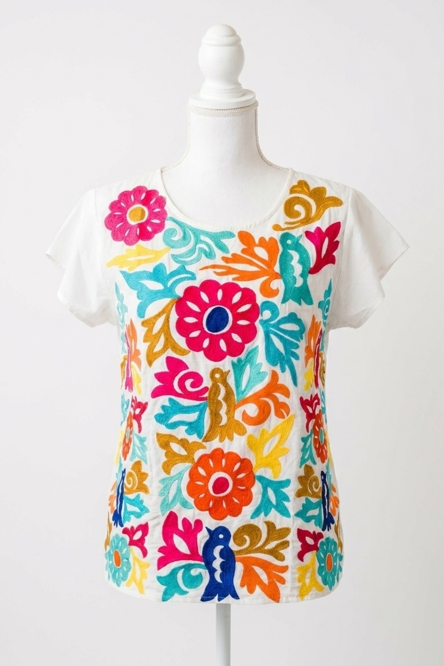 NEW LAYERZ CLOTHING ruffle sleeve top in ivory multi